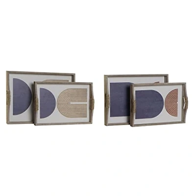 Afbeelding van Dienblad DKD Home Decor 40,6 x 30 6 cm Beige Blauw Hout MDF (2 Stuks)