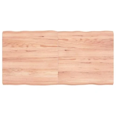 Afbeelding van Tafelblad natuurlijke rand 120x60x6 cm eikenhout lichtbruin