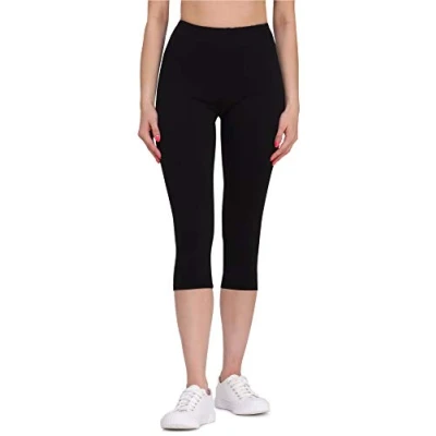 Afbeelding van Bellivalini BLV BLV50 184 LE Dames Capri Leggings Sport Vrijetijdsbroek 3/4 Lengte Katoen Sporbroek Yogabroek Zwart XL