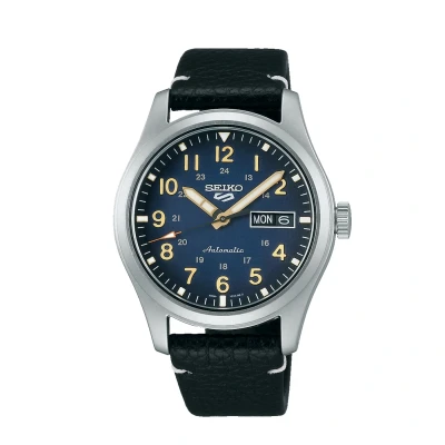 Afbeelding van Seiko Heren analoog automatisch horloge met leren band SRPG39K1, zwart, elegant, zwart., Stijlvol