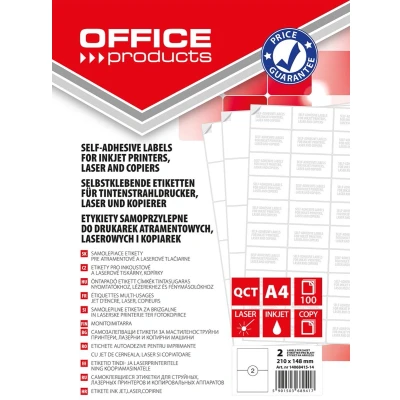 Afbeelding van Office Products 100 vellen zelfklevende etiketten 210x148 mm DIN A4 wit economische bedrukbare adreslabels
