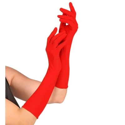 Afbeelding van Widmann 1451H lange handschoenen Rood lengte ca. 60 cm unisex carnaval Halloween themafeest,