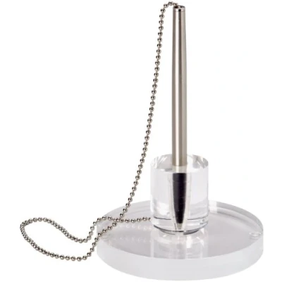 Image de MAUL Porte stylos acrylique, avec chaînette à boule, transparent, stylo bille en métal hauteur: 165 mm, diamètre du socle: 110 mm (44270 05)
