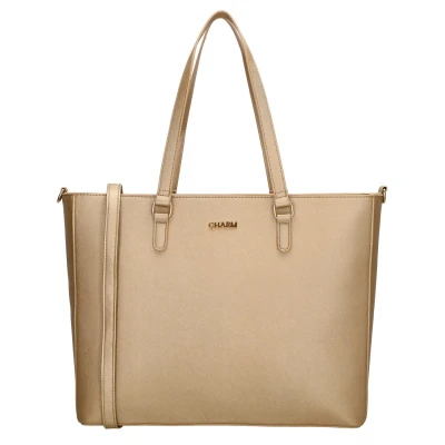 Afbeelding van Charm London Birmingham Hand &amp; Schoudertas Shopper 15,6 inch Laptopvak Ideale School Werk Business Tas Tote Bag Licht goud