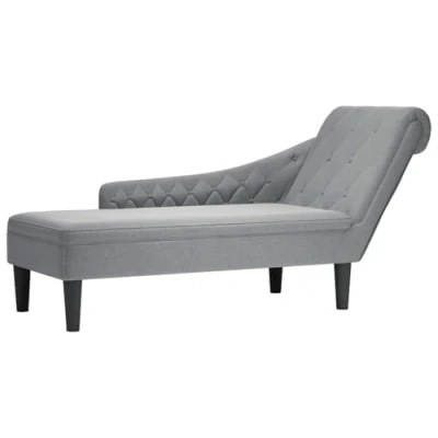 Afbeelding van vidaXL Chaise longue met kussen en rechterarmleuning stof lichtgrijs