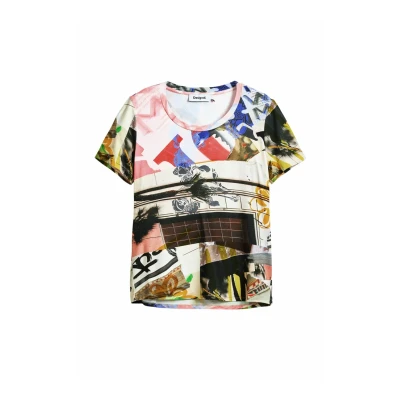 Afbeelding van Desigual Collage print Tshirt multicoloured, Dames, Maat: Medium, Multi coloured