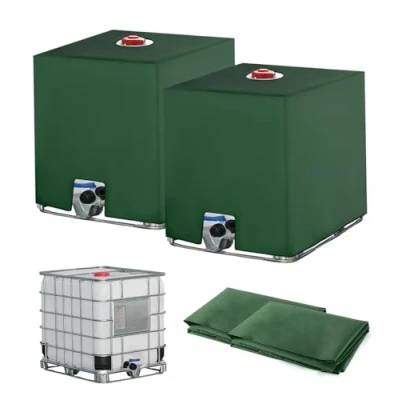 Afbeelding van Set van 2 IBC tankdeksels 1000 liter UV beschermingszeil, watertankdeksel voor watertank, 116 x 100 120 cm (groen)