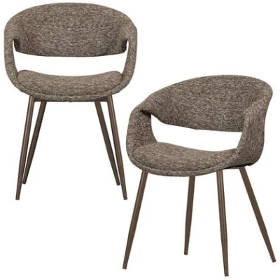 Afbeelding van WOOOD Yossi Eetkamerstoelen Metalen Koper Poot Bruin Set van 2