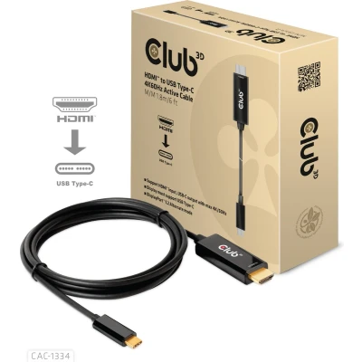 Afbeelding van club3D CAC 1334 HDMI kabel / USB C Aansluitkabel A stekker, stekker 1.80 m Zwart
