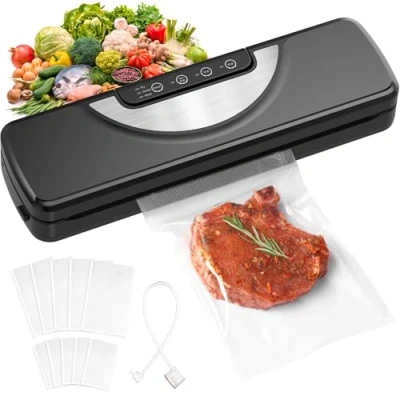 Afbeelding van 5 in 1 vacuümmachine met geïntegreerde cutter sealer voor levensmiddelen 10 vacuümzakken (multidirectioneel)