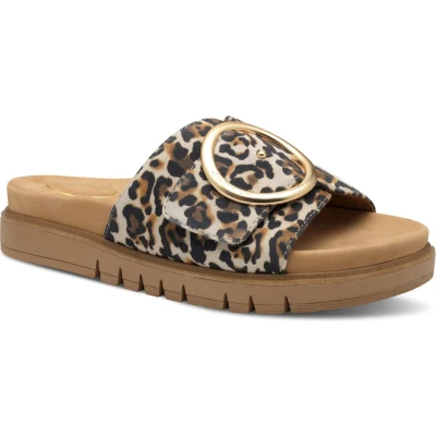 Afbeelding van Tamaris Comfortabele damesslippers van leer, elegant, luipaard, 39 EU, Luipaard., EU