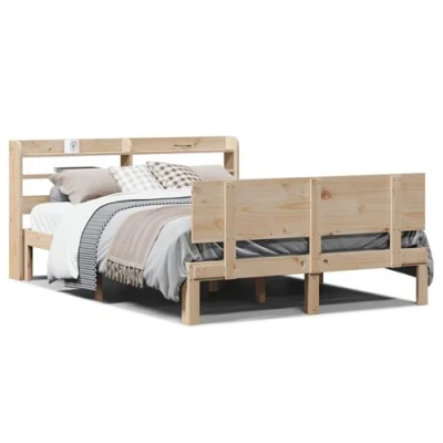 Image de vidaXL Cadre de lit avec tête 140x190 cm bois pin massif
