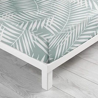 Afbeelding van douceur d&#039;intérieur, Hoeslaken (140 x 190 cm), Botania salie, 100% katoen