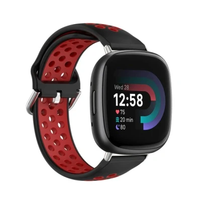 Afbeelding van Fitbit Versa 3 &amp; 4 / Sense 1 2 Sport editie Large Zwart + rood