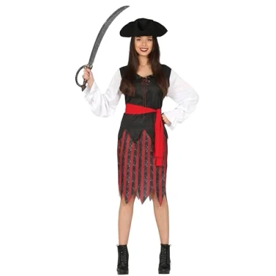 Afbeelding van Fiestas Guirca Verkleedpak Piraat Dames Polyester Zwart Mt M