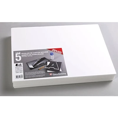 Afbeelding van Clairefontaine 193669C een verpakking schuimkarton, 5 vellen, 29,7 x 42 cm, dikte 10 mm, wit