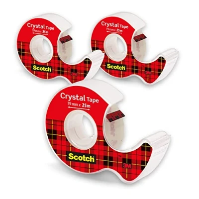 Afbeelding van Scotch Crystal transparante tape, 19 x 25 m, 3 handmatige dispenser met rollen/verpakking
