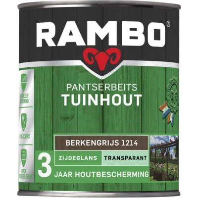 Afbeelding van Rambo Pantserbeits Tuinhout Transparant Zijdeglans Berkengrijs 1214 0,75 liter