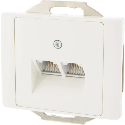 Afbeelding van Berker K1 contactdoos telefoon data inbouw CAT6A 2x 8 polig voor afdekraam polarwit 54.020.65