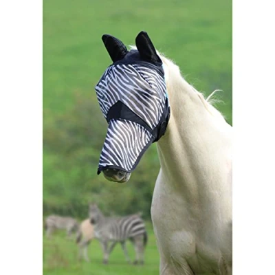 Image de Shires Masque Anti Mouches Filet Fin avec Oreilles et Nez Zebra Poney