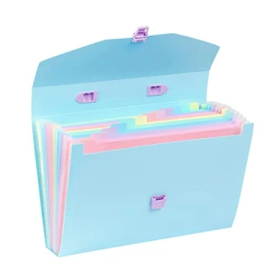 Afbeelding van Viquel Opbergmap A4 met 12 vakken, Rainbow Pastel Blauw