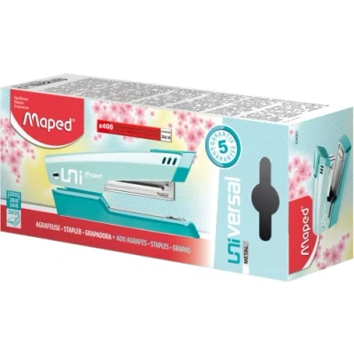 Image de Agrafeuse Maped Universal Metal Pastel Half Strip 24 26/6 avec 400 agrafes Vert et Argent
