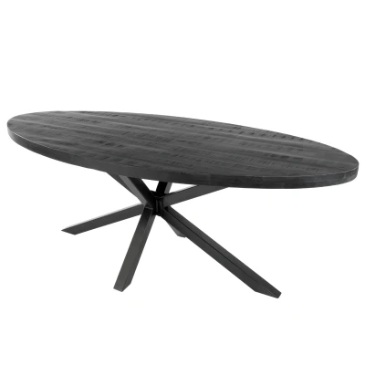 Afbeelding van Dax eettafel industrieel ovaal 180 cm zwart
