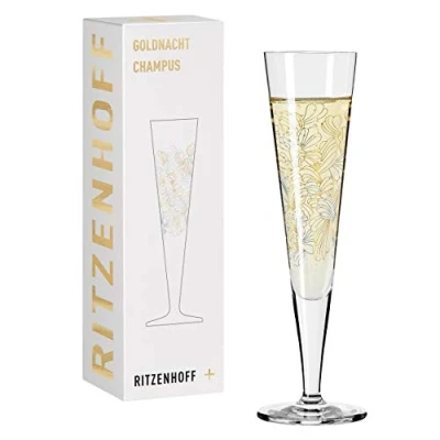 Afbeelding van RITZENHOFF Goldnacht 1078279 champagnefluit 200 ml serie nr. 9 elegant designstuk met echt goud Made in Germany