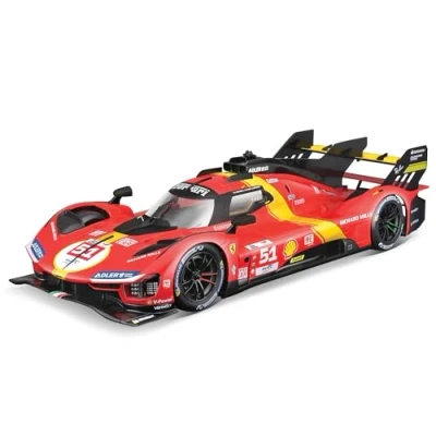 Image de Voiture Bburago en métal Ferrari Racing 499P Les Mans 2023 à l&#039;échelle 1/18