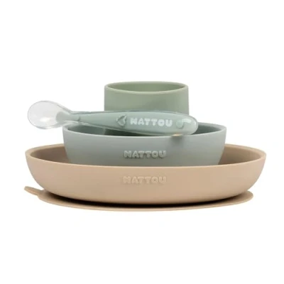 Image de Nattou Service de table 4 pièces sable/vert