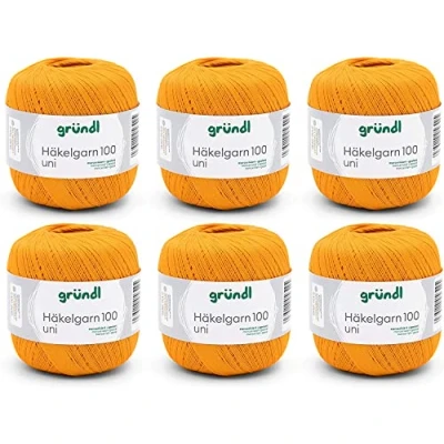 Afbeelding van Gründl set van 6 bollen 100 g katoenen haakgaren, oranje, 30 x 21 11 cm