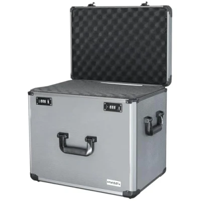 Afbeelding van HMF 14422 02 Aluminium fotokoffer, miniatuurkoffer met rasterschuim, 46 x 33 41 cm