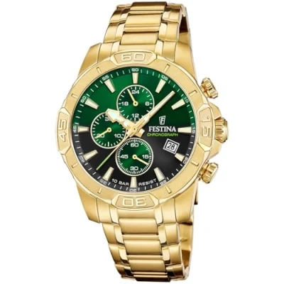 Afbeelding van Festina F20705/6 Heren Horloge Chronograaf Mineraalglas Roestvrijstaal/Leer Quartz Gesp 10 ATM (zwemmen)
