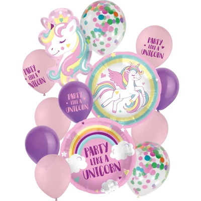 Afbeelding van Ballonnen set Unicorn 14 delig