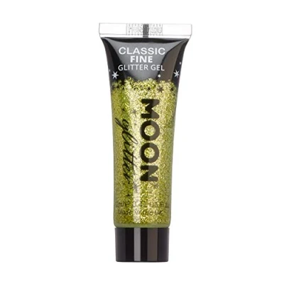 Afbeelding van Moon Glitter Klassieke fijne glittergel voor gezicht en lichaam, goud, glitterverf gezicht, haar, nagels, 12 ml