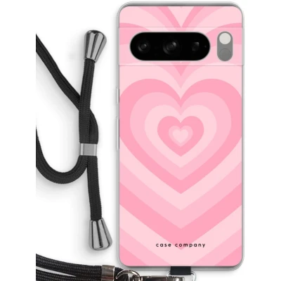 Afbeelding van Case Company® hoesje met Koord geschikt voor Google Pixel 8 Pro Hart Roos Telefoonhoesje Zwart Bescherming aan alle Kanten en Over de Schermrand
