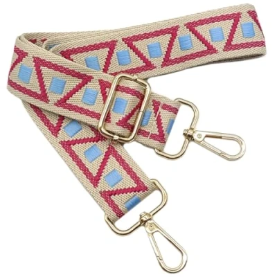 Afbeelding van Kleurrijke schoudertas voor dames, brede tasriem, roze, blauw, verstelbare schouderriem met gouden karabijnhaak, duurzaam, schoudertas, doe het zelf, schouderaccessoires meisjes, 1109