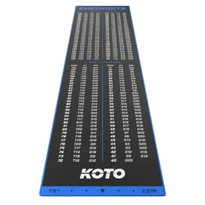 Afbeelding van KOTO Carpet Checkout Blauw, 237x60 cm Dartmat, Incl. Score indicatie en Oche, Professionele Dart mat, Bescherming Vloer &amp; Dartbord