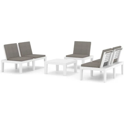 Afbeelding van vidaXL 4 delige Loungeset met kussens kunststof wit