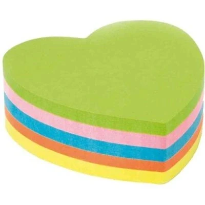 Image de 1x bloc notes autocollantes coeur 70 x mm néon 5 couleurs 250 f kores n48705n