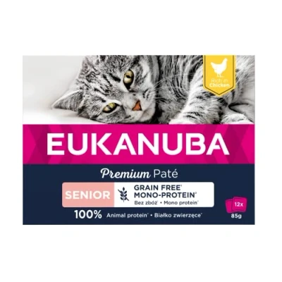 Afbeelding van Eukanuba Kippen Pate Graanvrij Senior Kat Multi Pack 12 x 85 gr
