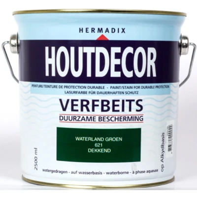 Afbeelding van Hermadix Houtdecor Verfbeits Dekkend 621 Waterland Groen 2,5 liter Tuinbeits