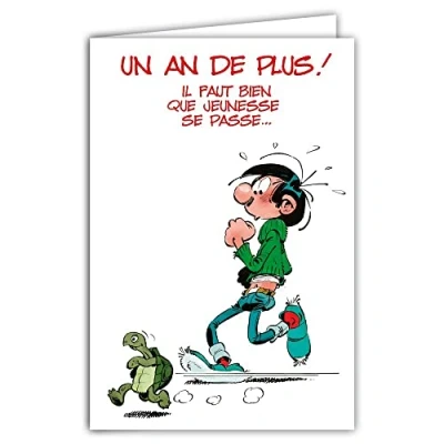Afbeelding van Afie Gaston Lagaffe GLCT 0101, Verjaardagskaart met Nog één Jaartje Meer, Turtle ontwerp