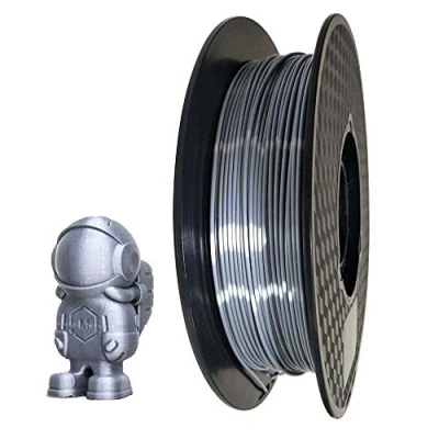 Afbeelding van PLA filament voor 3D printer, zijdeglans, zilver, 1,75 mm, 0,5 kg, glanzend en zijdeachtig metallic metaal, 500 g