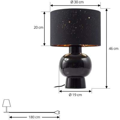 Afbeelding van Lindby Tafellamp 1licht Textiel, keramiek H: 46 cm E27 zwart
