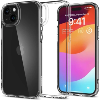 Afbeelding van Spigen Crystal Hybrid Hoesje Geschikt voor Apple iPhone 15 Plus Back Cover Militaire Standaard Air Cushion Transparant