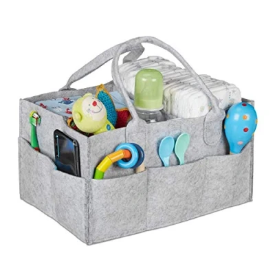 Afbeelding van Relaxdays luiertas baby verzorgingstas vilt organizer luiers uitneembare schotjes Lichtgrijs