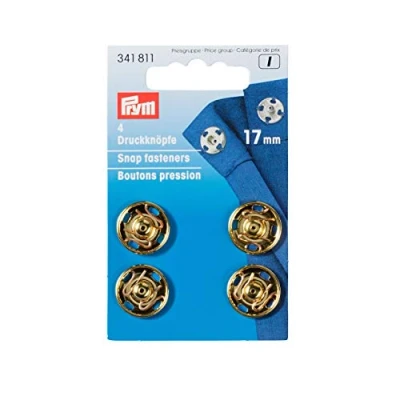 Afbeelding van Prym Aannaai drukknopen 4 stuks 17 mm goud metaal