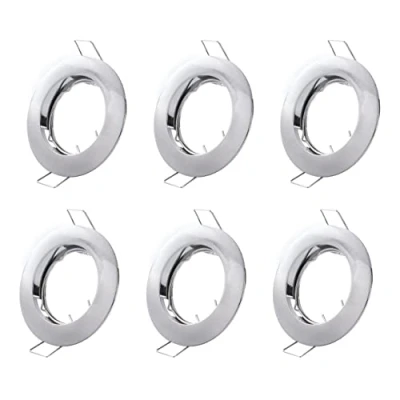Afbeelding van Hsthe Sea Set van 6 inbouwframes, plafondframe, inbouwspot, aluminium montageframe (led/halogeen/GU10/MR16/PAR16/50 mm), zilver