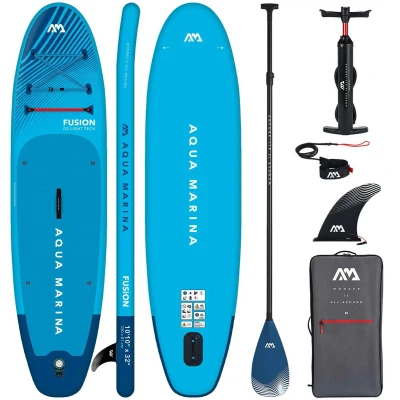 Afbeelding van CampSup Aqua Marina Fusion multifunctioneel opblaasbaar SUP board voor beginners met carbon peddel, complete set, gelimiteerde editie, blauw
